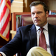 Kansas Secretary of State Kris Kobach talks with a reporter in his office in Topeka, Kan. on May 17, 2017. Photo: AP